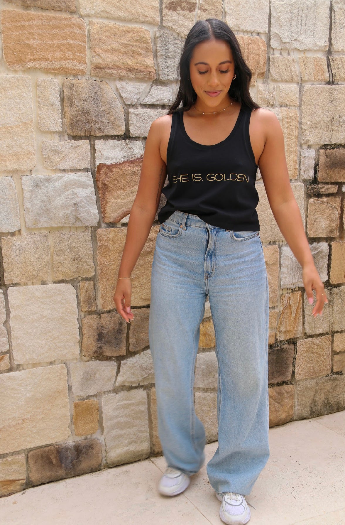 SHE IS. GOLDEN Crop Singlet
